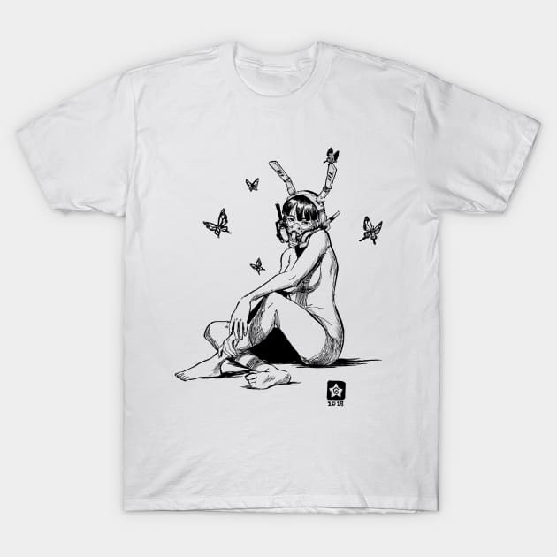 Bunny Girl with Butterflies T-Shirt by Novanim